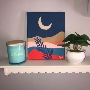 Landscape At Night, Blue Acrylic Painting